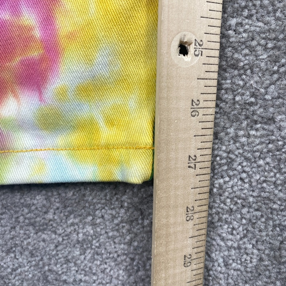 Daisy Tie Dye Fringe Straight Leg Ankle Jeans Mid Rise Plus Size 1X Multicolor - Picture 5 of 9